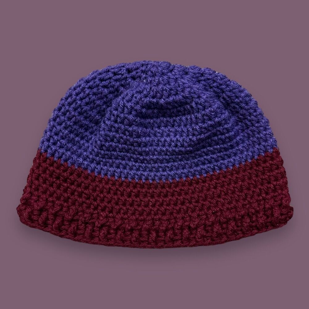 Vintage Handmade Beanit Chunky Knit 80s 90s Acrylic Purple Adult Unisex Fit